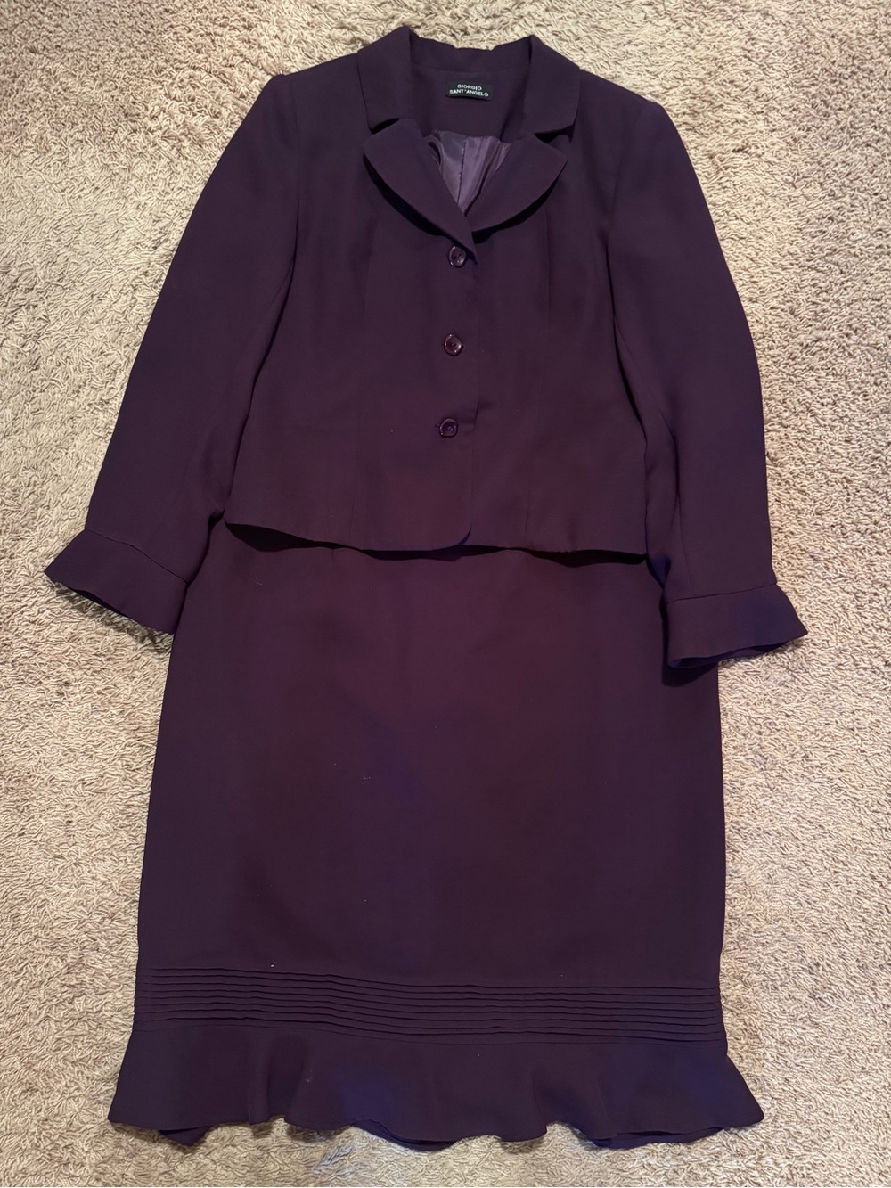 Giorgio Sant'Angelo Sz 16 Blazer/ Sz 18 Skirt Women’s Plum Blazer Skirt Set